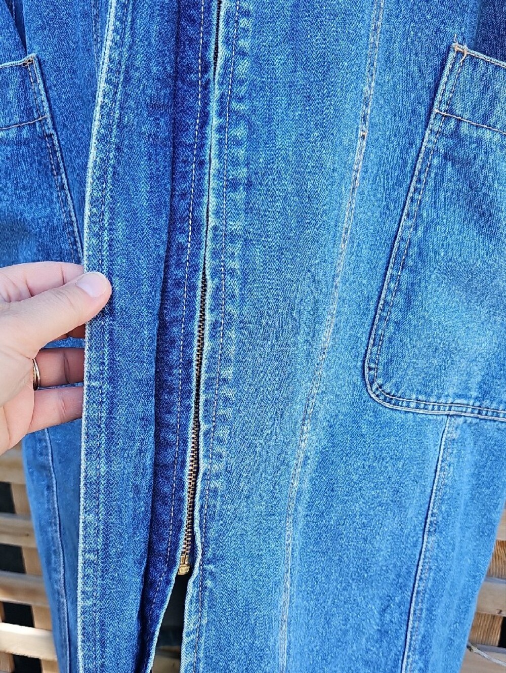 Vintage Esprit Mid-Blue Denim Trench Coat - Picture 4 of 10